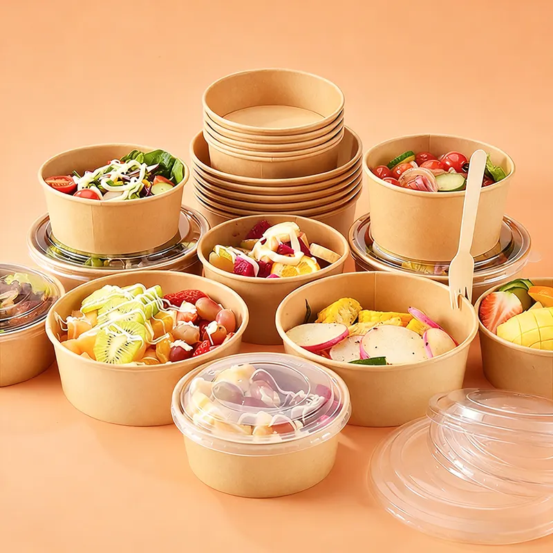 Tigela de papel para salada de papel Kraft 1000ml