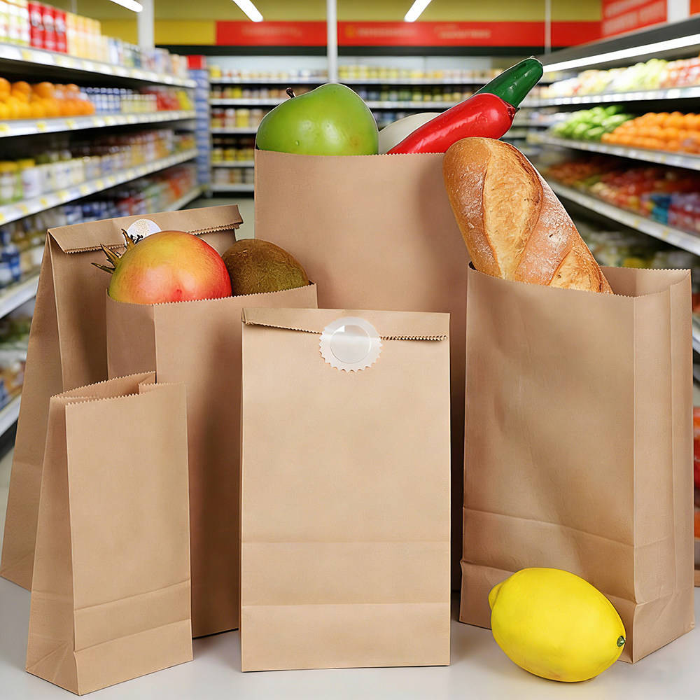Saco de papel de frutas e vegetais de supermercado de 15 * 28 cm