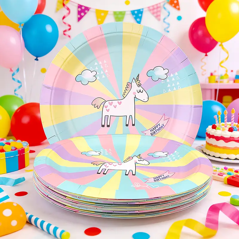 Prato de papel redondo descartável de 7 polegadas